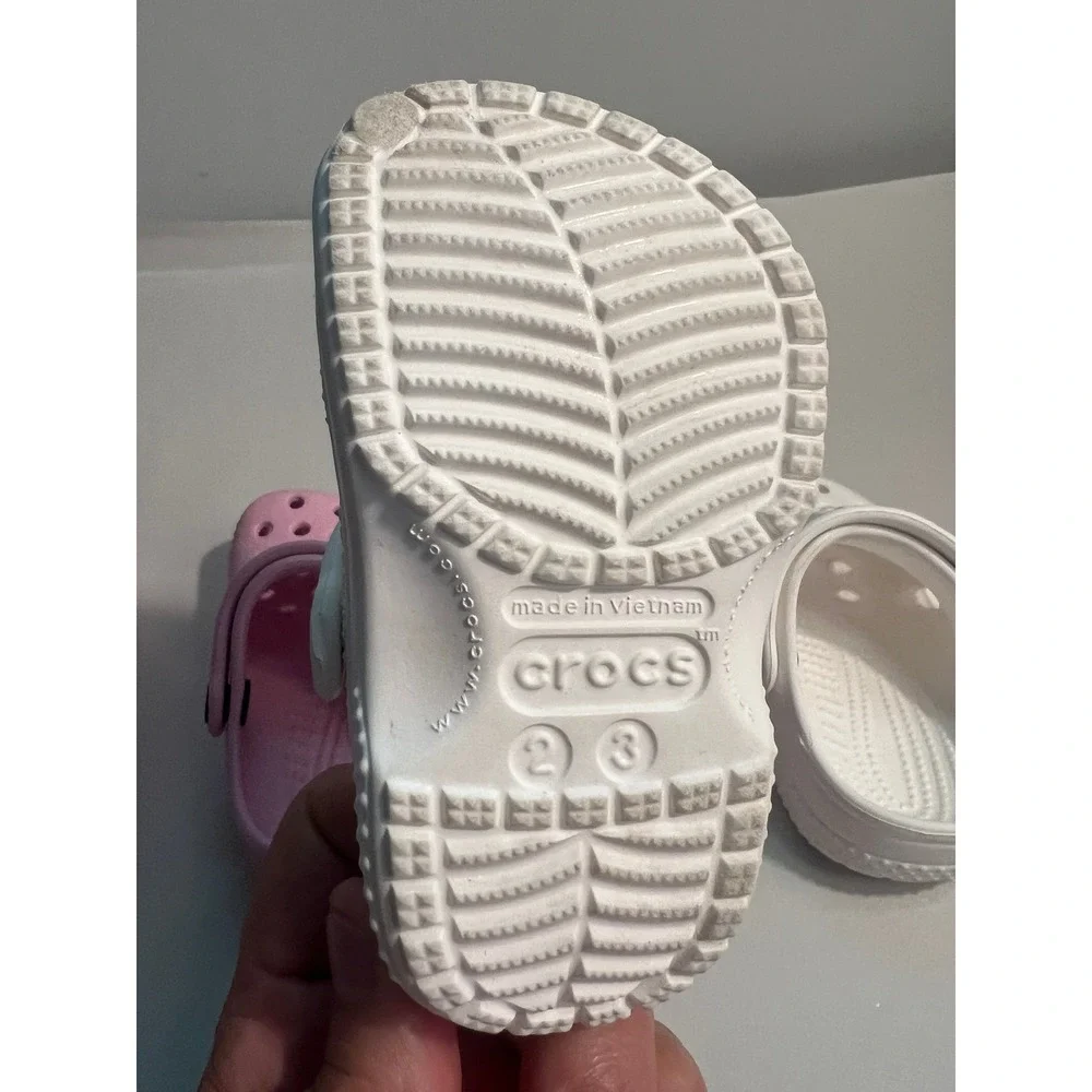Set of 2 Crocs Classic Clog Heel Toddler Strap Pink White SZ 2/3